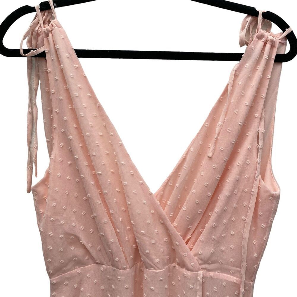 LULUS Romantic Possibilities True Blush Swiss Dot Maxi Dress Size M - Picture 6 of 13